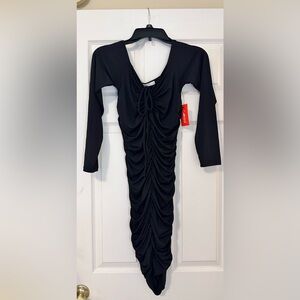 InTempo BodyCon Black Dress Below Knee, Size Medium,